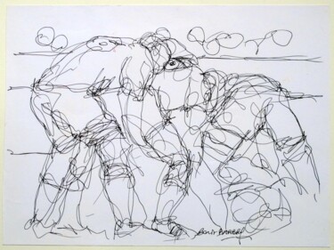 Drawing titled "Toucher rectal" by Boris Barbey, Original Artwork, Ballpoint pen