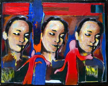 Peinture intitulée "La femme au trois v…" par Boris Barbey, Œuvre d'art originale, Acrylique