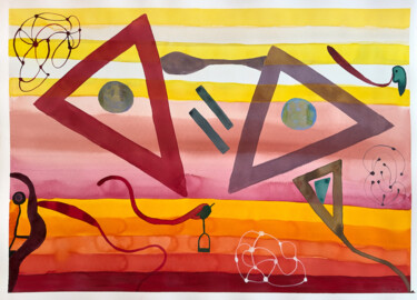 Pintura titulada "Two triangles" por Boris C. Mibøy, Obra de arte original, Acuarela