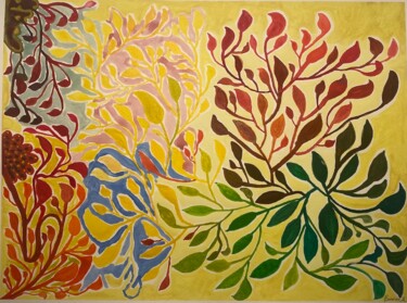 Peinture intitulée "Some leaves" par Boris C. Mibøy, Œuvre d'art originale, Aquarelle