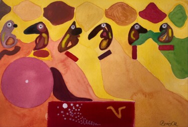 Pintura titulada "Silent conversations" por Boris C. Mibøy, Obra de arte original, Acuarela