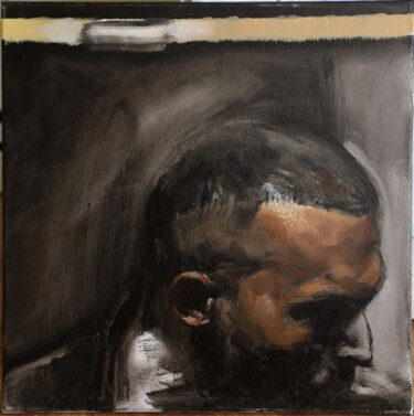 Painting titled "homme de l'ombre" by Boris Garanger, Original Artwork, Oil Mounted on Wood Stretcher frame