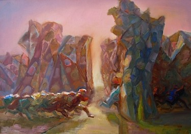 Peinture intitulée "Странный забег" par Boris Kotov, Œuvre d'art originale, Autre