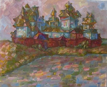 Painting titled "Монастырь у озера" by Boris Kotov, Original Artwork, Other