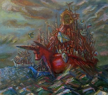 Pittura intitolato "Флотилия" da Boris Kotov, Opera d'arte originale, Altro