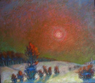 Pintura intitulada "Зимнее солнце" por Boris Kotov, Obras de arte originais