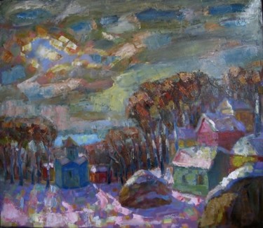 Peinture intitulée "Последний день зимы" par Boris Kotov, Œuvre d'art originale, Autre