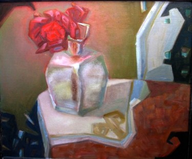 Schilderij getiteld "Красный цветок  (Th…" door Boris Kotov, Origineel Kunstwerk, Olie