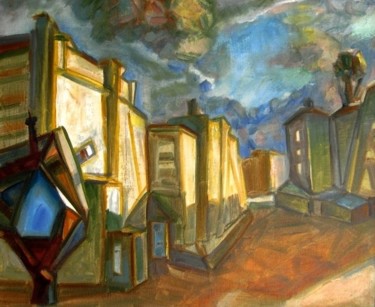 Pittura intitolato "Город (A village)" da Boris Kotov, Opera d'arte originale, Altro