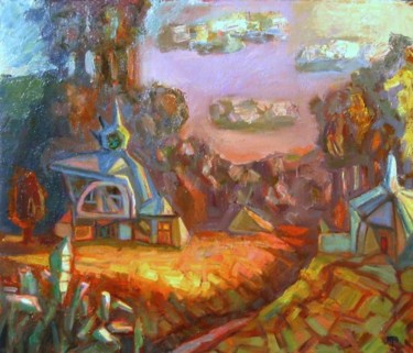 Ζωγραφική με τίτλο "Сельский пейзаж (Vi…" από Boris Kotov, Αυθεντικά έργα τέχνης, Άλλος