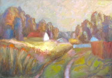 Peinture intitulée "Сельский пейзаж (Vi…" par Boris Kotov, Œuvre d'art originale, Huile