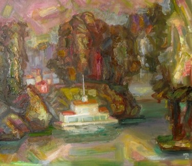 Painting titled "Причал (Mooring)" by Boris Kotov, Original Artwork, Oil