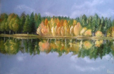 Картина под названием "Осенний лес(авторск…" - Irina Borisova, Подлинное произведение искусства, Масло Установлен на картон
