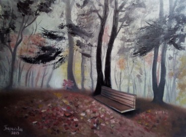 Pintura intitulada "Осень в парке(автор…" por Irina Borisova, Obras de arte originais, Óleo Montado em Cartão