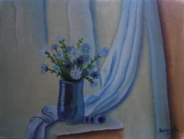 Картина под названием ""Небесный цикорий'"" - Irina Borisova, Подлинное произведение искусства, Масло Установлен на картон