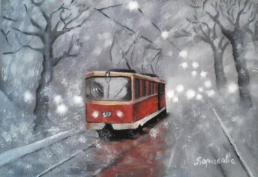 Peinture intitulée "Трамвайчик" par Irina Borisova, Œuvre d'art originale, Huile