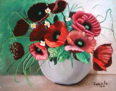 Painting titled "Тюльпаны (2)" by Irina Borisova, Original Artwork, Oil Mounted on Cardboard
