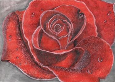 Drawing titled "Роза 2015" by Irina Borisova, Original Artwork, Gouache