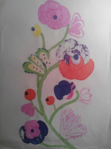 Рисунок под названием "Цветы(Лада 10лет)" - Irina Borisova, Подлинное произведение искусства, Цветные карандаши