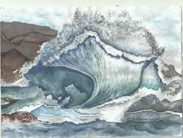 Disegno intitolato "Волна.гуашь.акварел…" da Irina Borisova, Opera d'arte originale, Acquarello