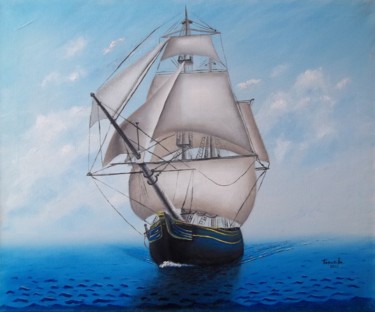 Pintura intitulada "В море." por Irina Borisova, Obras de arte originais, Óleo Montado em Armação em madeira