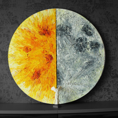 Peinture intitulée "SUN MOON SPACE ROUN…" par Anna Bo, Œuvre d'art originale, Huile