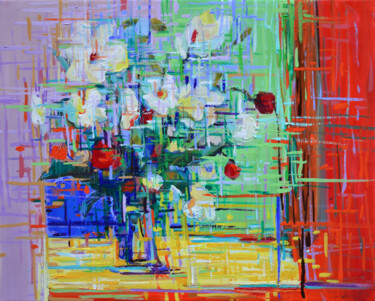 Malerei mit dem Titel "Flowers" von Borko Petrovic, Original-Kunstwerk, Öl