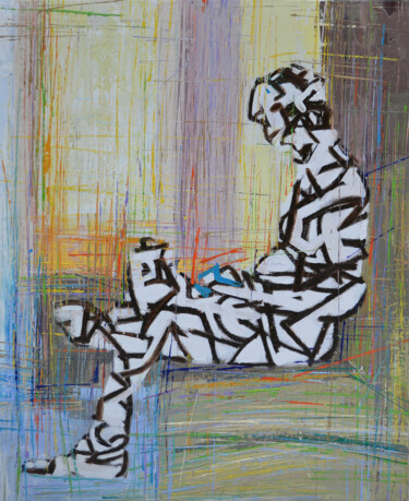 Картина под названием "Coffee break and In…" - Borko Petrovic, Подлинное произведение искусства, Масло
