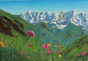 Картина под названием "Летние горы." - Elena Borisova (Елена Борисова), Подлинное произведение искусства, Масло