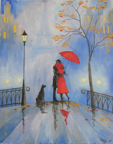 Картина под названием "Свидание в Париже." - Elena Borisova (Елена Борисова), Подлинное произведение искусства, Масло