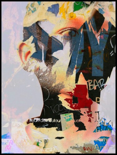 Фотография под названием "Face 3," - Borrel, Подлинное произведение искусства, Цифровая фотография Установлен на плексиглас