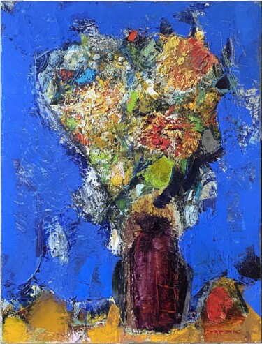 Pintura intitulada "Blumen in der Vase" por Borys Buryak, Obras de arte originais, Óleo