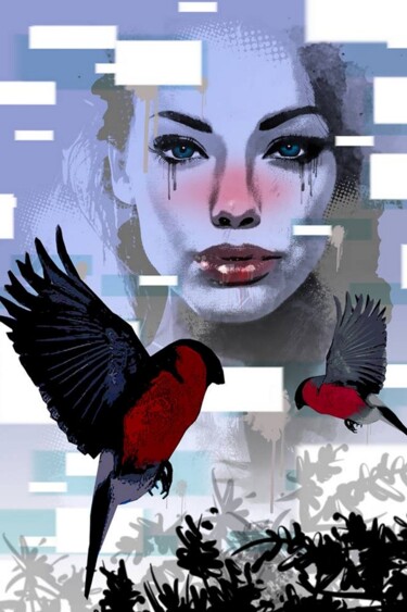 Arte digitale intitolato "bullfinches" da Borys Gierlinski, Opera d'arte originale, Altro