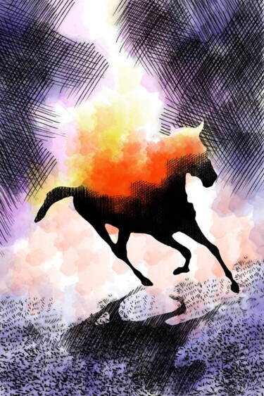 Arts numériques intitulée "A burning horse" par Borys Gierlinski, Œuvre d'art originale, Autre