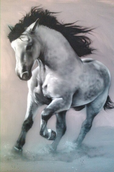Peinture intitulée "gray horse" par Borys Gierlinski, Œuvre d'art originale, Bombe aérosol