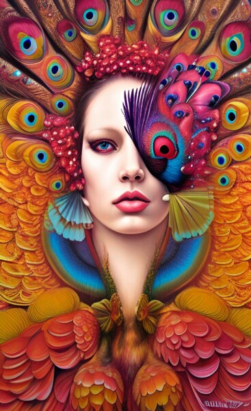 Arte digitale intitolato "Peacock eye" da Borys Gierlinski, Opera d'arte originale, Lavoro digitale 2D