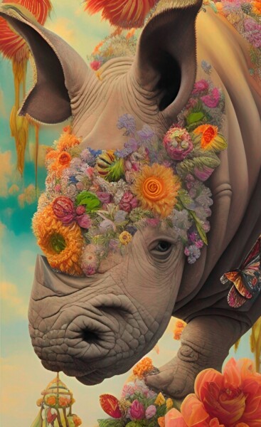 Digital Arts με τίτλο "Rhinoceros" από Borys Gierlinski, Αυθεντικά έργα τέχνης, 2D ψηφιακή εργασία