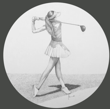 Drawing titled ""la golfista 21-10"…" by Borzani, Original Artwork, Pencil