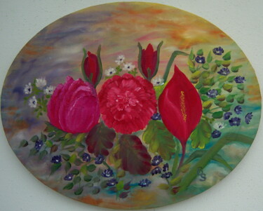 Malerei mit dem Titel "Blumengruß" von Bosa Steinert, Original-Kunstwerk, Öl
