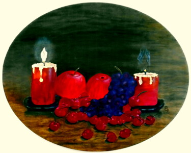 Painting titled "Fruits and lights" by Bosa Steinert, Original Artwork, Oil