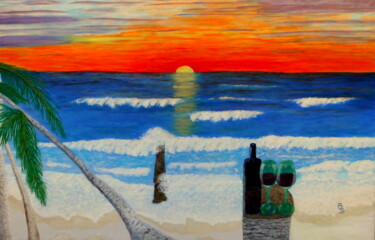Malerei mit dem Titel "Urlaub am Meer" von Bosa Steinert, Original-Kunstwerk, Öl