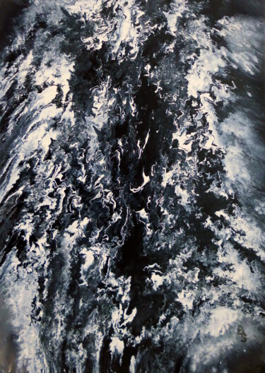 Malerei mit dem Titel "Schwarz/weiß, marmo…" von Bosa Steinert, Original-Kunstwerk, Acryl