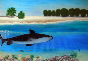 Schilderij getiteld "Hai" door Bosa Steinert, Origineel Kunstwerk, Olie