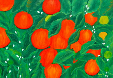 Painting titled "Orangenbaum" by Bosa Steinert, Original Artwork, Oil