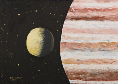 Malerei mit dem Titel "Mond und Jupiter" von Bosa Steinert, Original-Kunstwerk, Öl