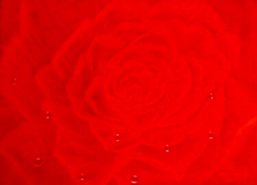 Peinture intitulée "Rote Rose" par Bosa Steinert, Œuvre d'art originale, Huile