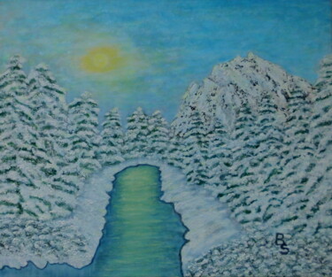 Schilderij getiteld "Winter in den Alpen" door Bosa Steinert, Origineel Kunstwerk, Olie
