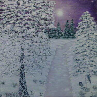 Malerei mit dem Titel "Winter violett" von Bosa Steinert, Original-Kunstwerk, Öl