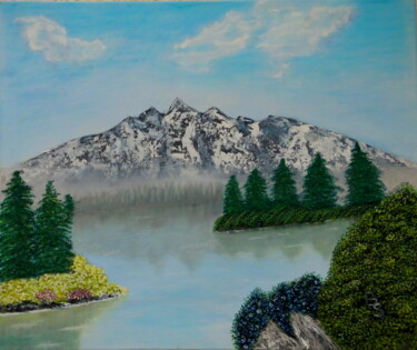 Malerei mit dem Titel "Bergsee" von Bosa Steinert, Original-Kunstwerk, Öl