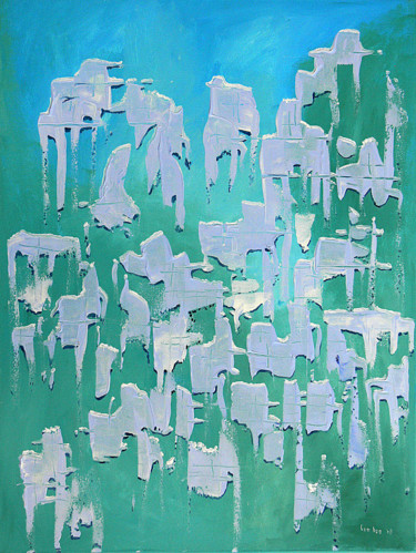 Peinture intitulée "A herd of animals" par Leo Bos, Œuvre d'art originale, Acrylique Monté sur Châssis en bois